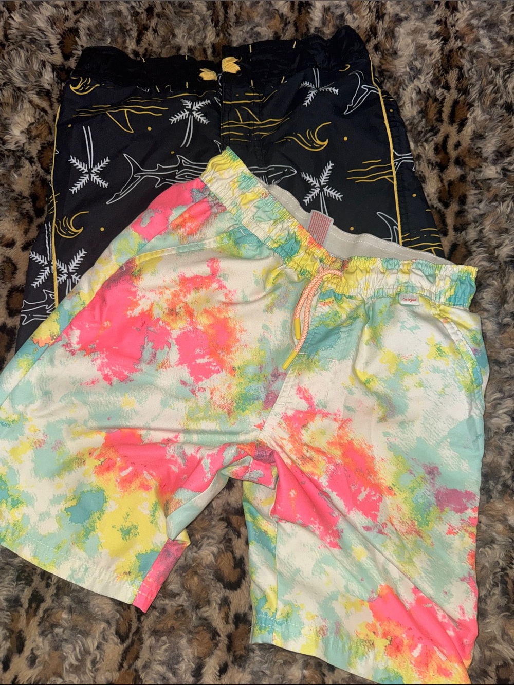Kids Swim Trunks - Multicolor Tie-Dye Print